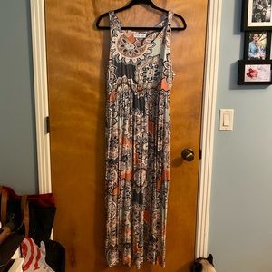Gray and peach maxi dress